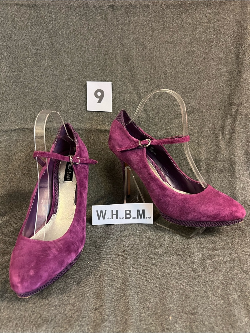 WHBM Women's Purple Suede Mary Jane High Heels